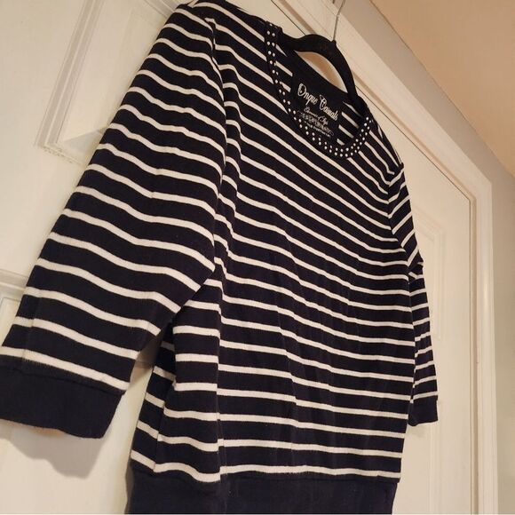 Onque Casuals black and white striped gem detail top S - Picture 2 of 3